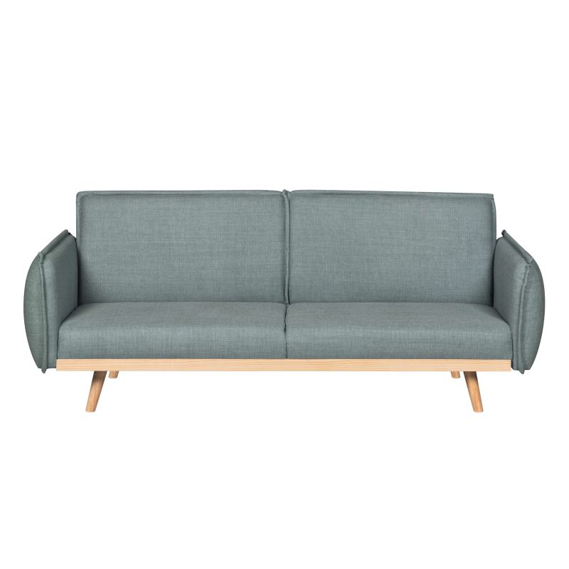 Canapé droit convertible VESTA 3 places tissu vert clair