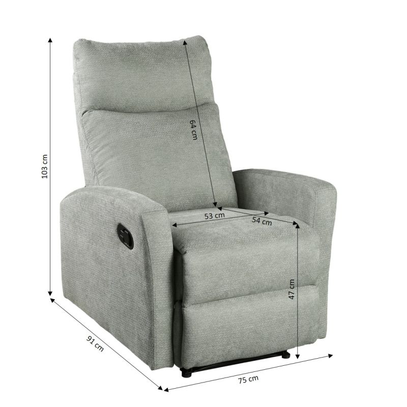 Fauteuil relax manuel ANTARES 1 place tissu vert