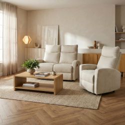 Canapé relax manuel ANTARES 2 places tissu beige