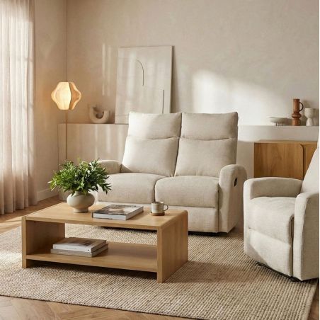 Canapé relax manuel ANTARES 2 places tissu beige