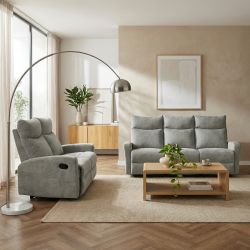 Canapé relax manuel ANTARES 2 places tissu vert