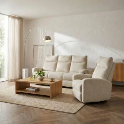 Canapé relax manuel ANTARES 3 places tissu beige