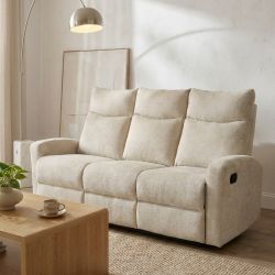 Canapé relax manuel ANTARES 3 places tissu beige