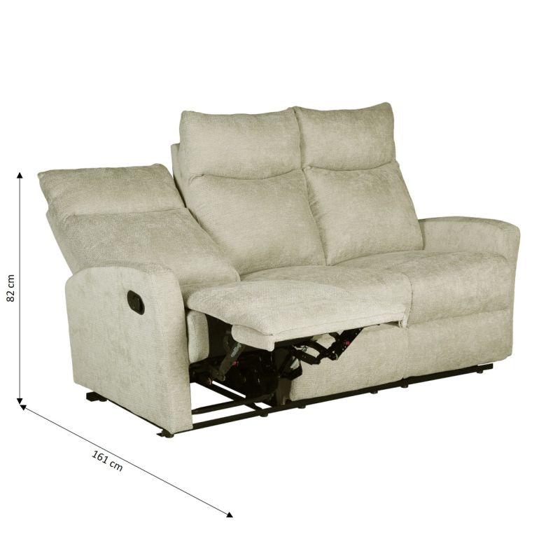Canapé relax manuel ANTARES 3 places tissu beige