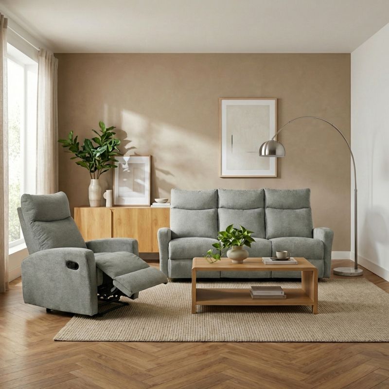 Canapé relax manuel ANTARES 3 places tissu vert