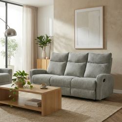 Canapé relax manuel ANTARES 3 places tissu vert