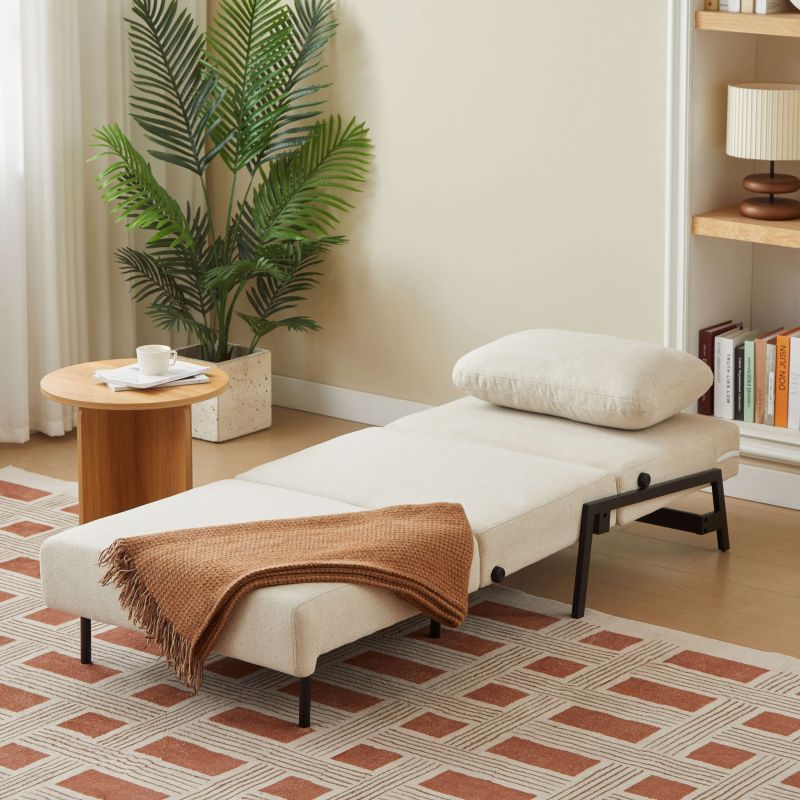 Fauteuil convertible NIO 1 place tissu beige