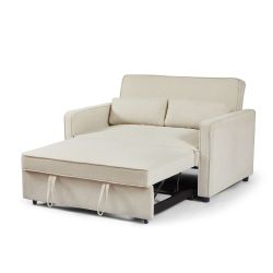 Canapé droit convertible NEVA 2 places tissu beige