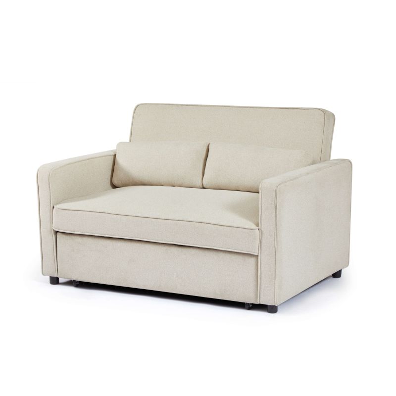 Canapé droit convertible NEVA 2 places tissu beige