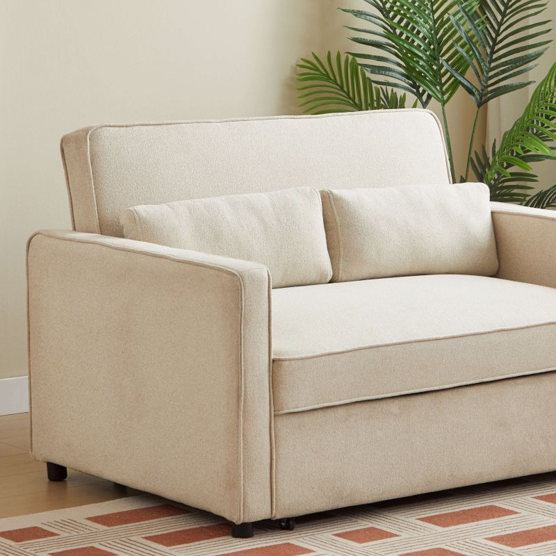 Canapé droit convertible NEVA 2 places tissu beige