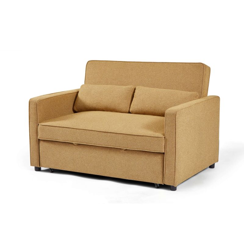 Canapé droit convertible NEVA 2 places tissu jaune