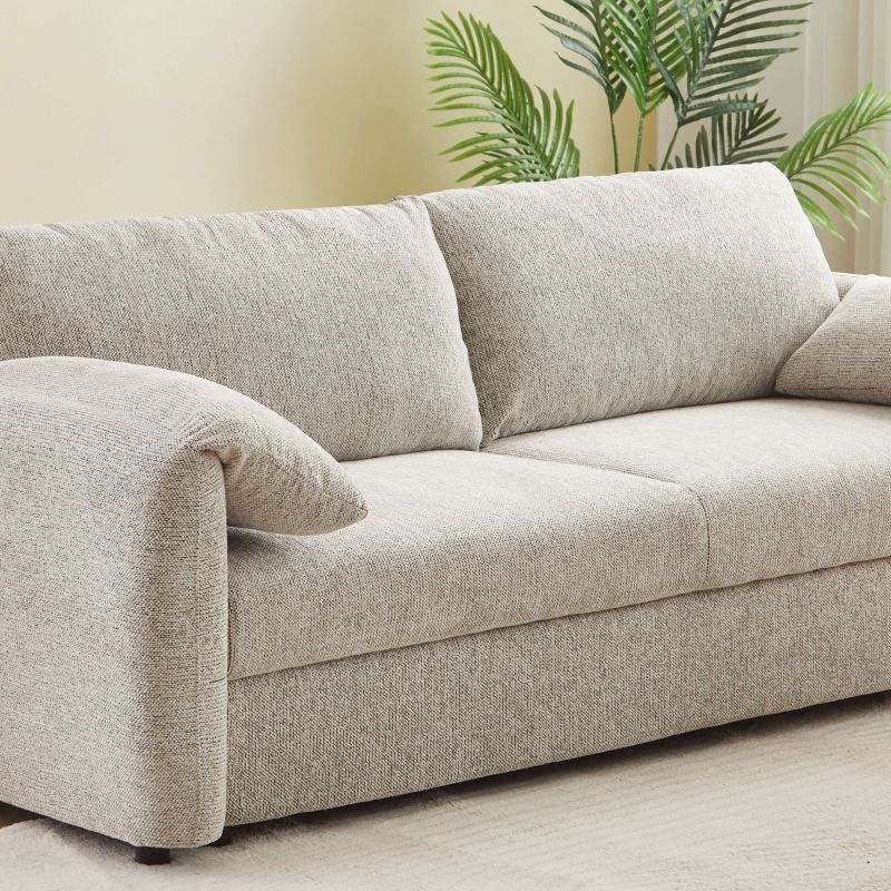 Canapé droit convertible ANGEA 3 places tissu chenille tramé beige