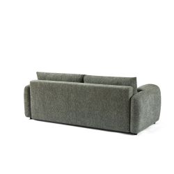 Canapé droit convertible ANGEA 3 places tissu chenille tramé vert