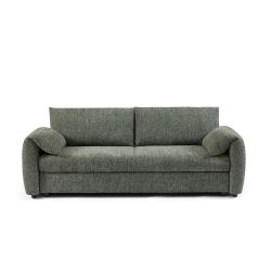 Canapé droit convertible ANGEA 3 places tissu chenille tramé vert
