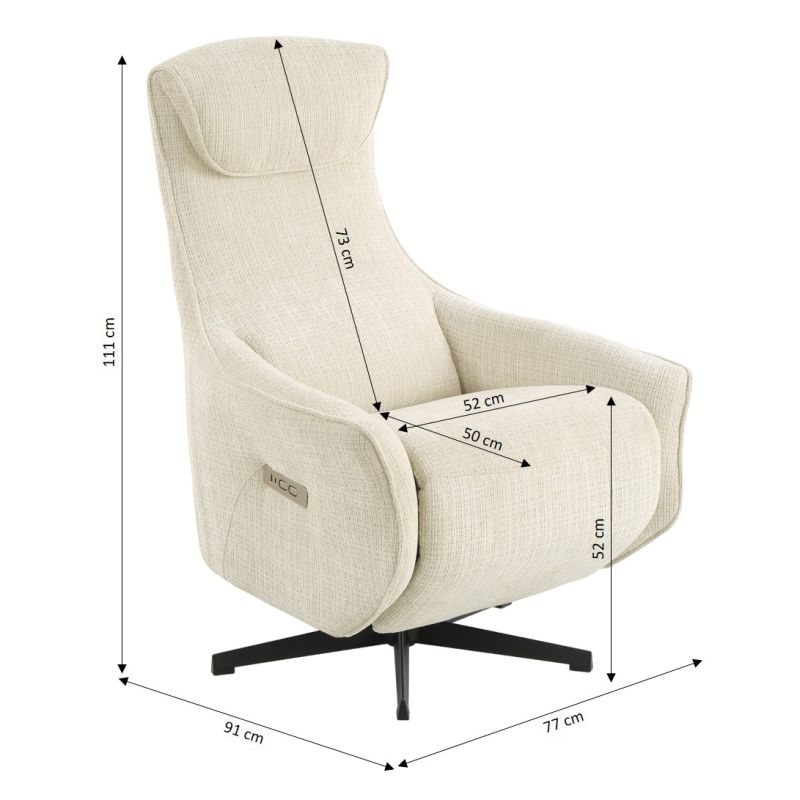 Fauteuil relax électrique rotatif COCHYRE 1 place tissu beige