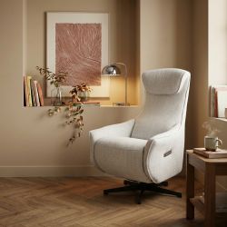 Fauteuil relax électrique rotatif COCHYRE 1 place tissu blanc