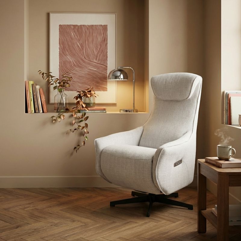 Fauteuil relax électrique rotatif COCHYRE 1 place tissu blanc
