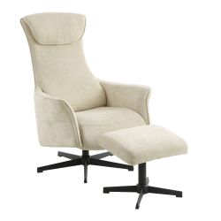 Fauteuil relax manuel rotatif RIGEL + repose-pieds 1 place tissu beige