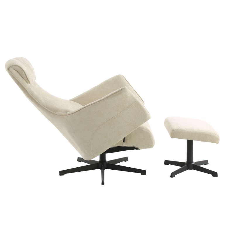 Fauteuil relax manuel rotatif RIGEL + repose-pieds 1 place tissu beige