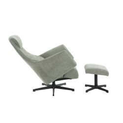 Fauteuil relax manuel rotatif RIGEL + repose-pieds 1 place tissu vert