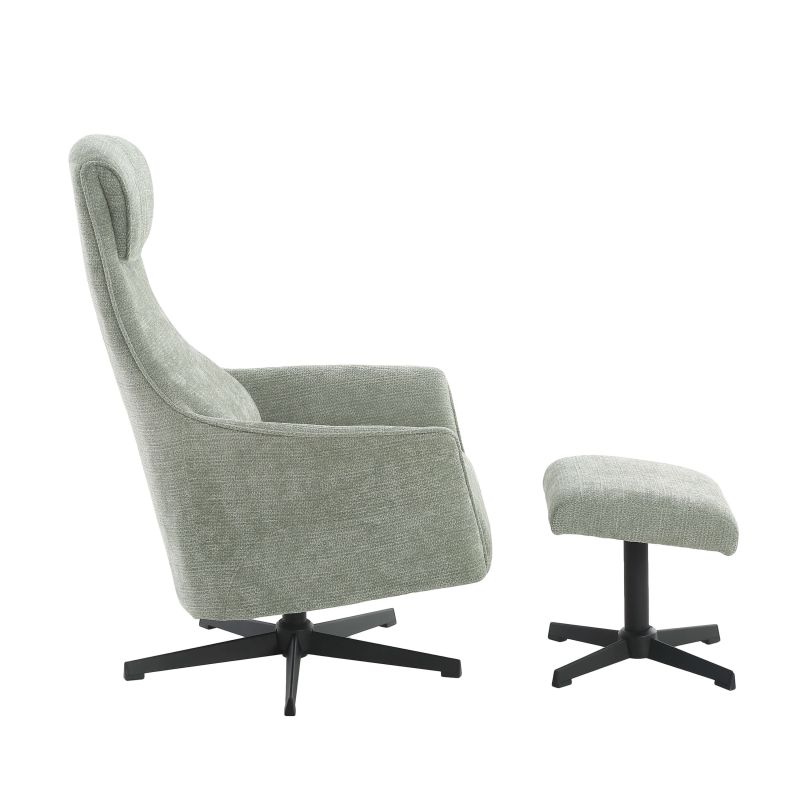 Fauteuil relax manuel rotatif RIGEL + repose-pieds 1 place tissu vert