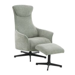 Fauteuil relax manuel rotatif RIGEL + repose-pieds 1 place tissu vert