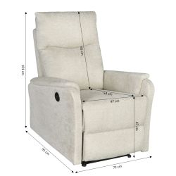 Fauteuil relax électrique ARGOLI 1 place tissu beige