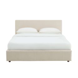 Lit coffre VANIA 160x200 tissu beige sommier inclus