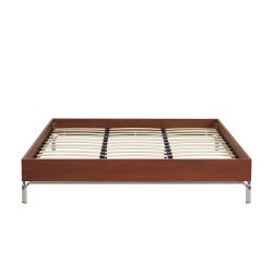Lit MAGGY 180x200 placage noyer et pieds métal chromé sommier inclus