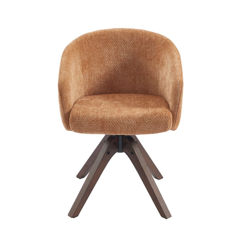 Fauteuil de table PAOLA tissu chenille terracotta pied chêne massif