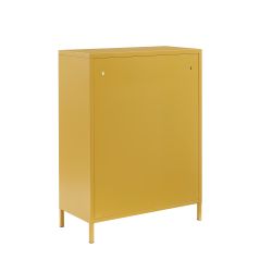 Buffet PANTONE jaune moutarde portes en verre cannelé 75cm