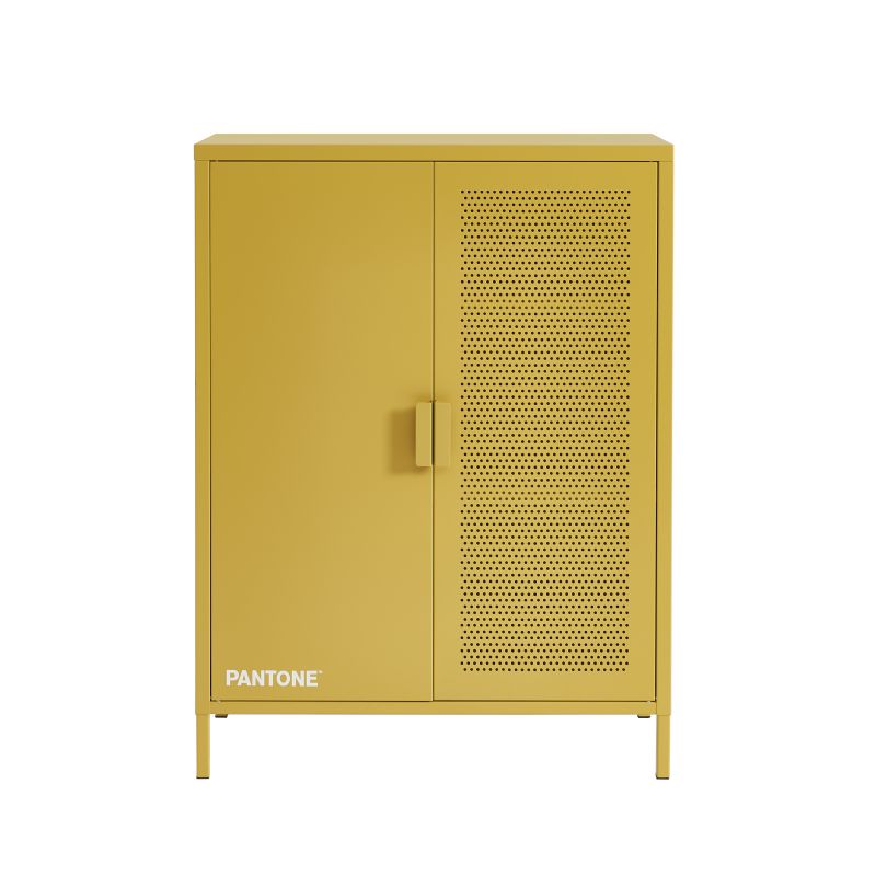Buffet PANTONE métal jaune moutarde 2 portes 75cm