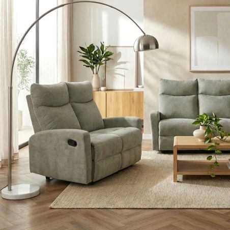 Canapé relax manuel ANTARES 2 places tissu vert