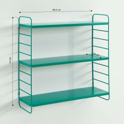 Etagère murale 3 niveaux PANTONE métal vert émeraude 60,5x20cm