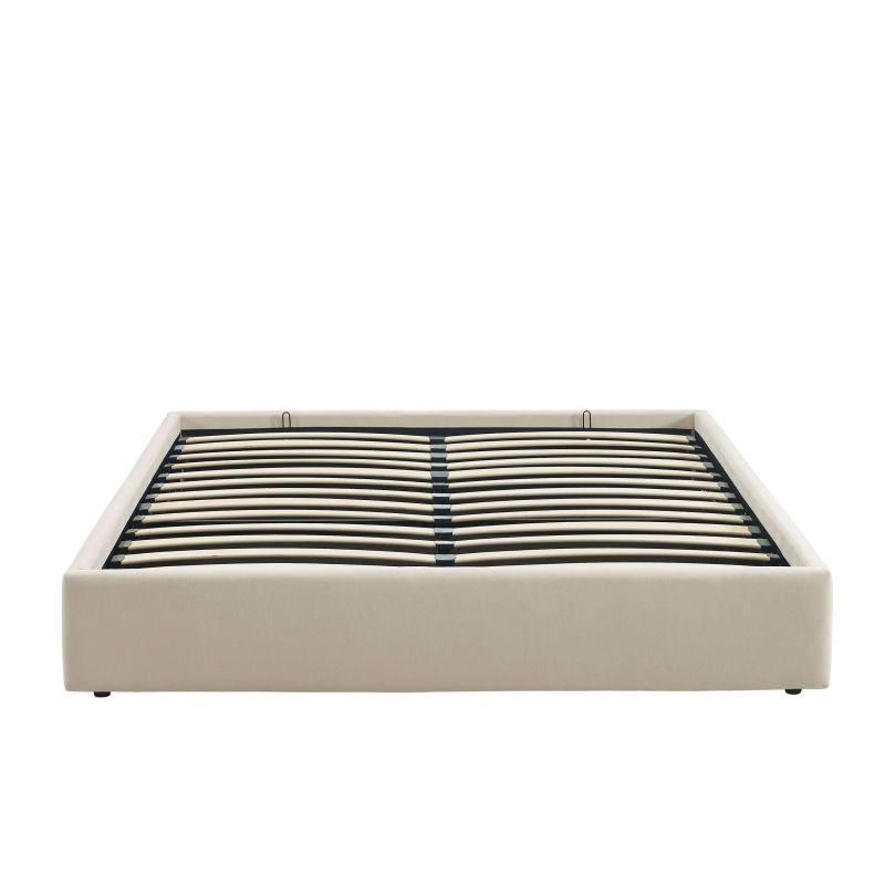 Lit coffre IVY en tissu beige 160 x 200 cm sommier inclus