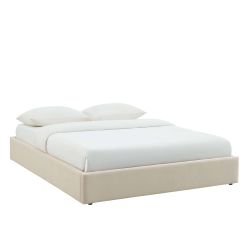 Lit coffre IVY en tissu beige 160 x 200 cm sommier inclus