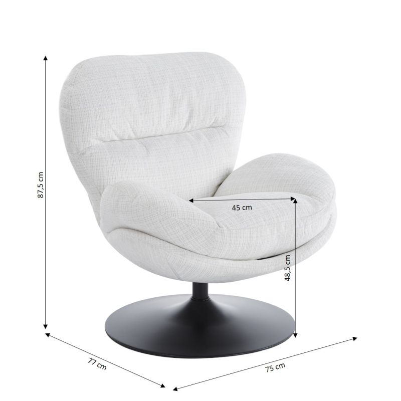 Fauteuil rotatif CERES 1 place tissu beige