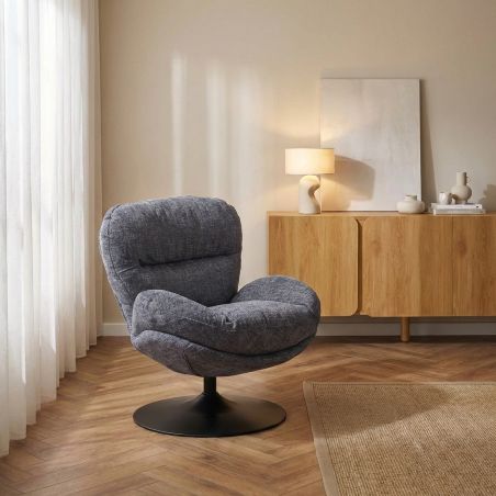 Fauteuil rotatif CERES 1 place tissu bleu