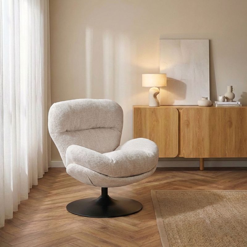 Fauteuil rotatif CERES 1 place tissu taupe