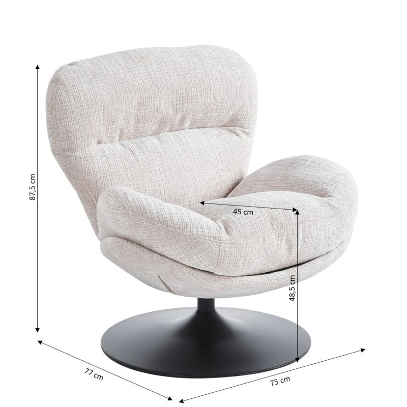 Fauteuil rotatif CERES 1 place tissu taupe