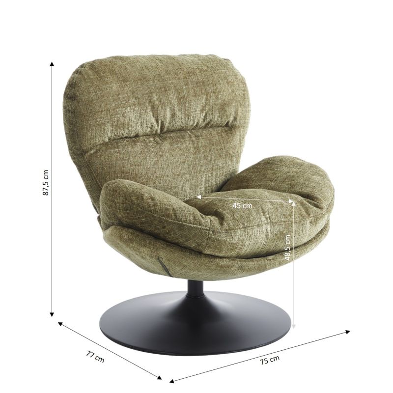 Fauteuil rotatif CERES 1 place tissu vert