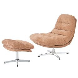 Fauteuil rotatif THEMIS 1 place + repose-pieds tissu terracotta