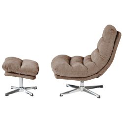 Fauteuil rotatif THEMIS 1 place + repose-pieds tissu gris