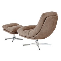 Fauteuil rotatif THEMIS 1 place + repose-pieds tissu gris