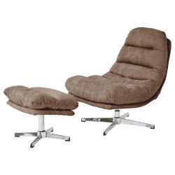 Fauteuil rotatif THEMIS 1 place + repose-pieds tissu gris