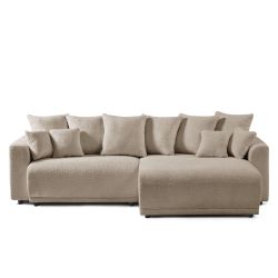 Canapé d'angle convertible et réversible SOLINE 4 places tissu taupe