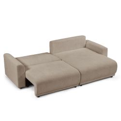 Canapé d'angle convertible et réversible SOLINE 4 places tissu taupe