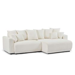 Canapé d'angle convertible et réversible SOLINE 4 places tissu beige