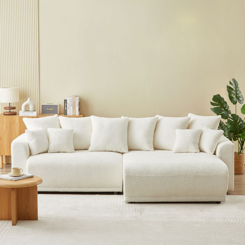 Canapé d'angle convertible et réversible SOLINE 4 places tissu beige