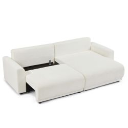 Canapé d'angle convertible et réversible SOLINE 4 places tissu beige